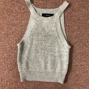 Light blue sweater tank crop top